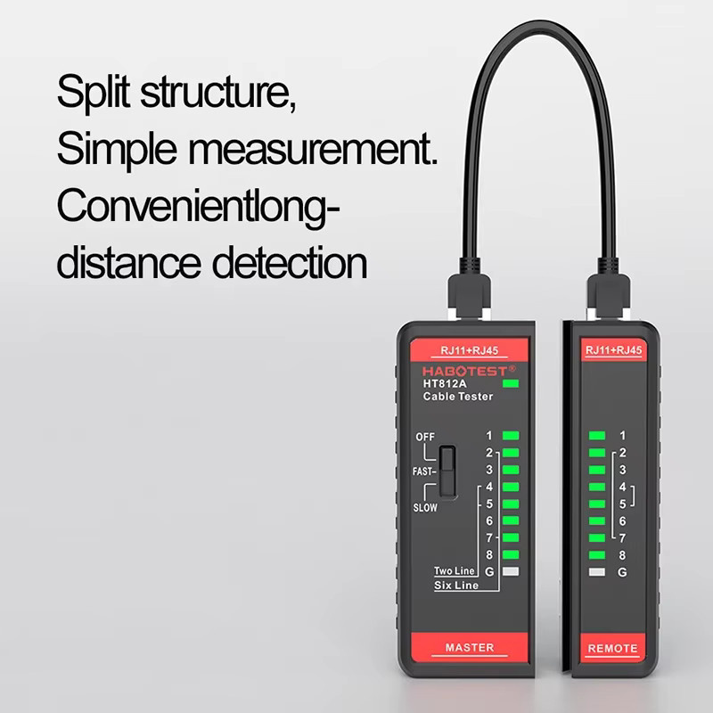 HABOTEST Multifunktions-Netzwerkkabeltester mit RJ45 und RJ11 Anschluss für CAT5/CAT5E/CAT6/CAT6A in Schwarz - Bild 3