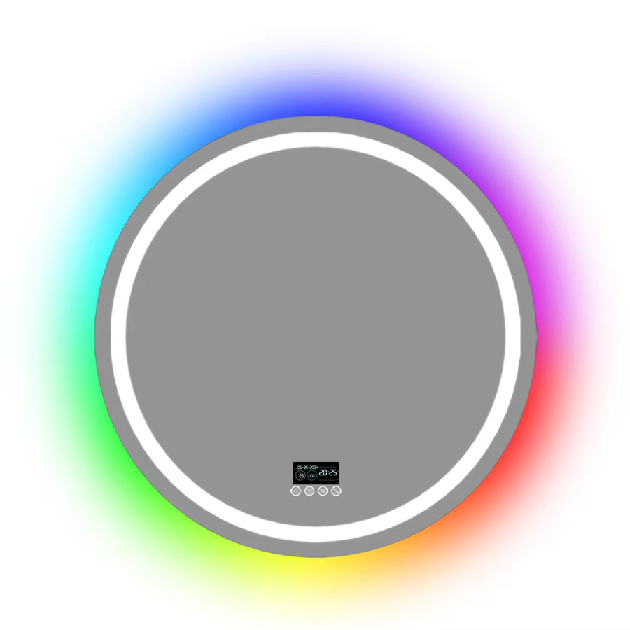 Runder LED-Badezimmerspiegel von BORWART mit Bluetooth-Lautsprecher, RGB-Hintergrundbeleuchtung und Antibeschlag-Funktion, Farbe: Weiß/Multicolour, Durchmesser: 80 cm - Bild 4