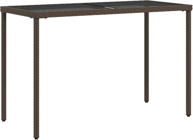vidaXL Gartentisch aus PE-Rattan mit Hartglasplatte in Braun, B/T/H: 115 x 54 x 74 cm - Bild 1