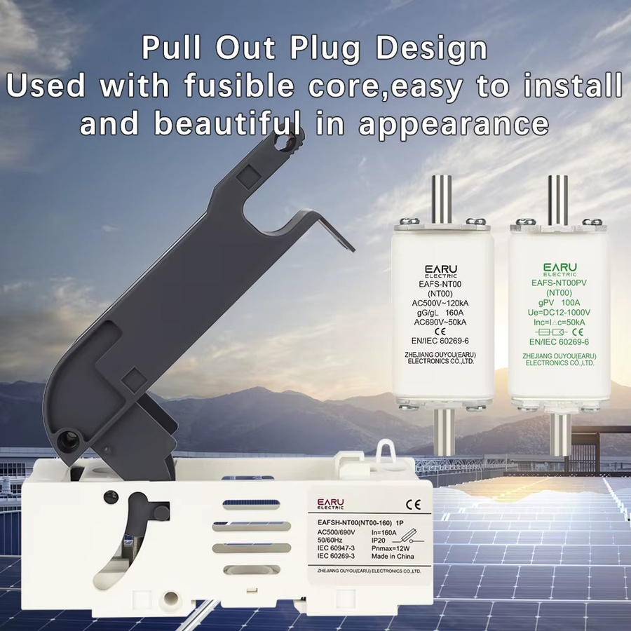 EARU NT00 Sicherung Trennschalter Plug-in Messer Typ für 100A 160A, DC 12V-1000V AC 500V 690V, Weiß - Bild 3
