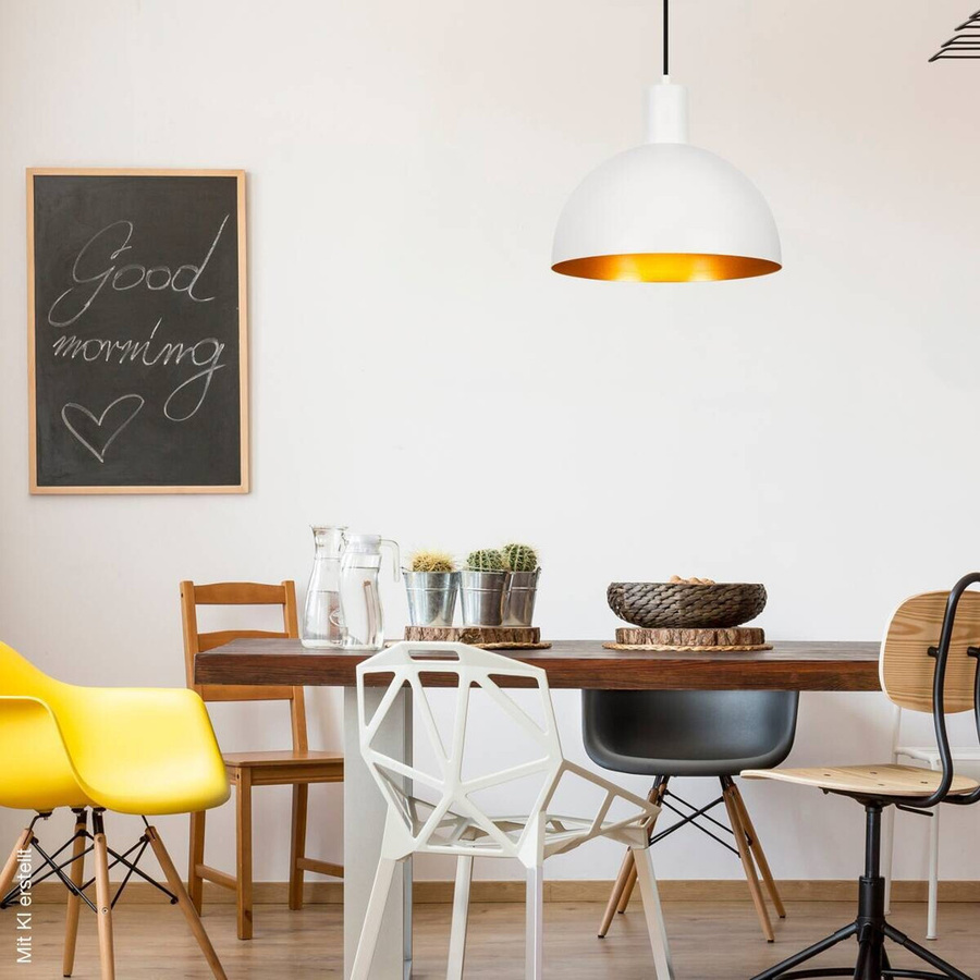Opviq Pendelleuchte modern in Gold und Weiß aus Metall mit E27 Fassung, Höhe: 117 cm, Breite: 30 cm, Tiefe: 30 cm - Bild 2