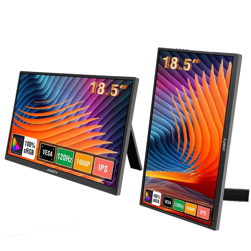 Anmite 18,5-Zoll Tragbarer Monitor mit 120 Hz, ADS-IPS-HDR-Bildschirm und 100 % RGB, Schwarz - Bild 4