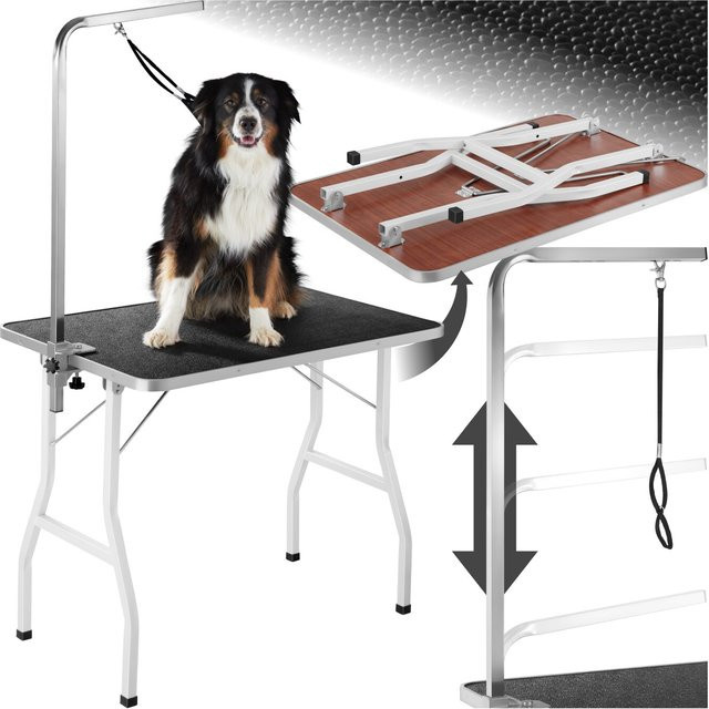 tectake Trimmtisch mit höhenverstellbarem Galgen und Gummibeschichtung, Schwarz-Weiß, B/T/H: 98 x 60 x 156,5 cm - Bild 1