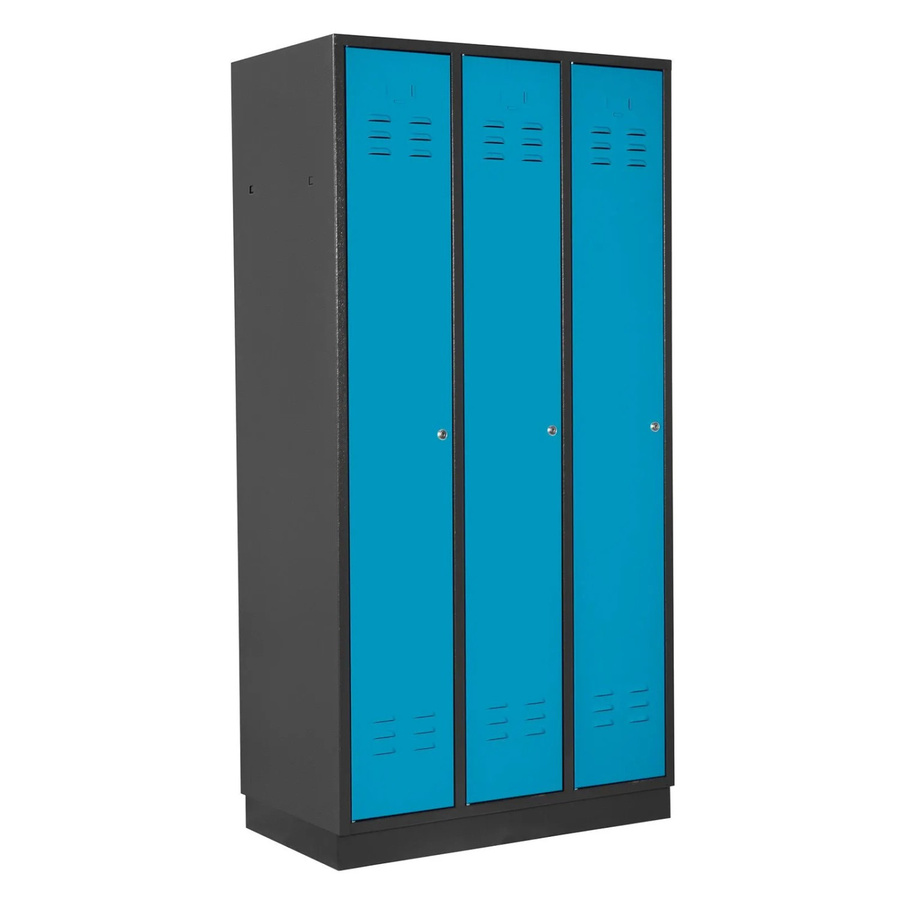 PROREGAL Garderobenschrank Ermine mit 3 Türen aus Stahlblech in Anthrazit-Blau, H x B x T: 177,5 x 89 x 50 cm - Bild 2