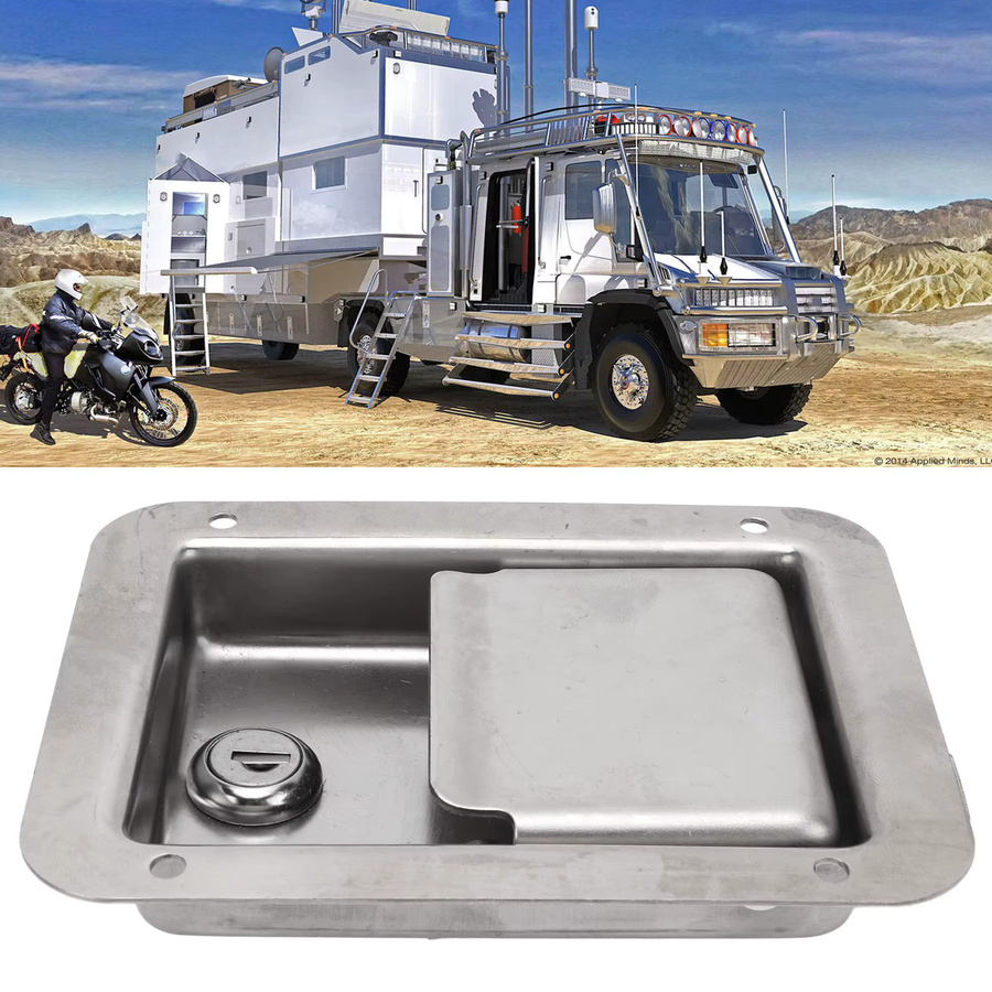 Edelstahl Anhänger-Werkzeugkasten Schloss mit 2 Schlüsseln und Griff für Wohnmobil, LKW und Anhänger in Silber/Grau - Bild 2