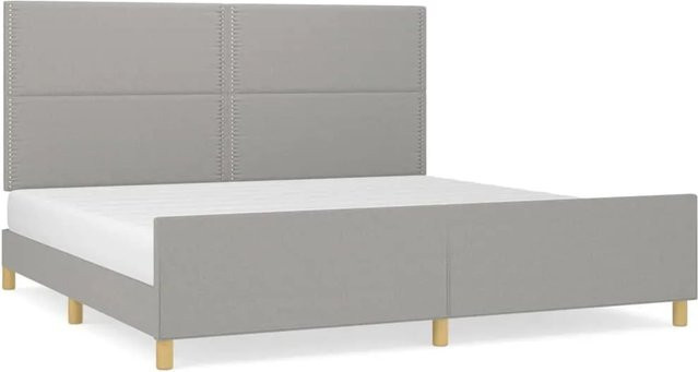 vidaXL Bettgestell mit Kopfteil in Hellgrau aus Stoff und Holz B/T/H: 200 x 200 x 128 cm - Bild 1