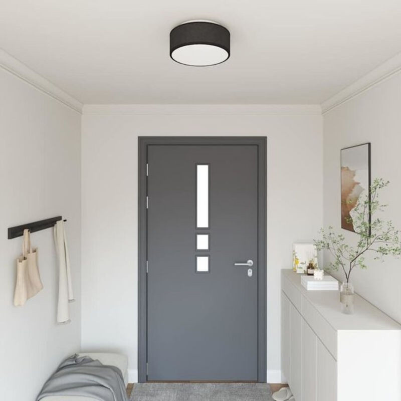 Moderne Deckenlampe aus Stoff von vidaxl in Schwarz, Durchmesser: 30 cm, Höhe: 13,5 cm, Fassung E27 - Bild 1