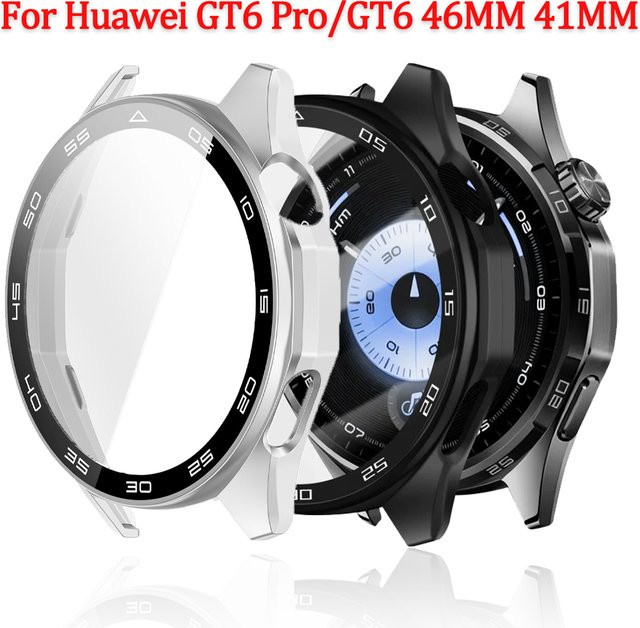 Huawei Uhrenzubehör, Hülle mit gehärtetem Glas, Schwarz, Huawei Watch GT6 Pro 46 mm 41 mm - Bild 1