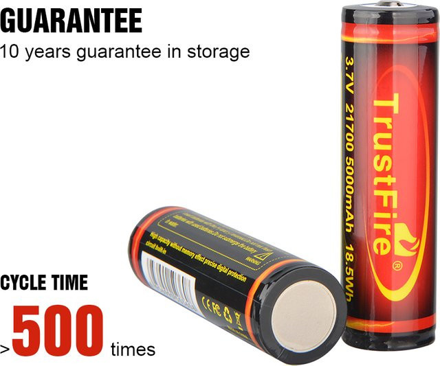 2 Stück Trustfire 21700 Lithium-Ionen Akkus mit 5000mAh Kapazität - Bild 1