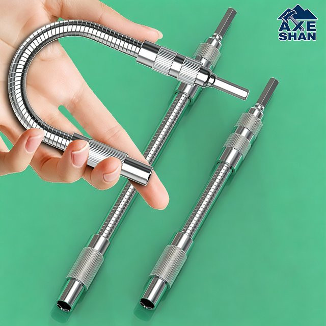AXE SHAN Flexibles Schraubendreher-Gelenkstück als 360 Grad Eckadapter in Silber für Elektrobohrer - Bild 1