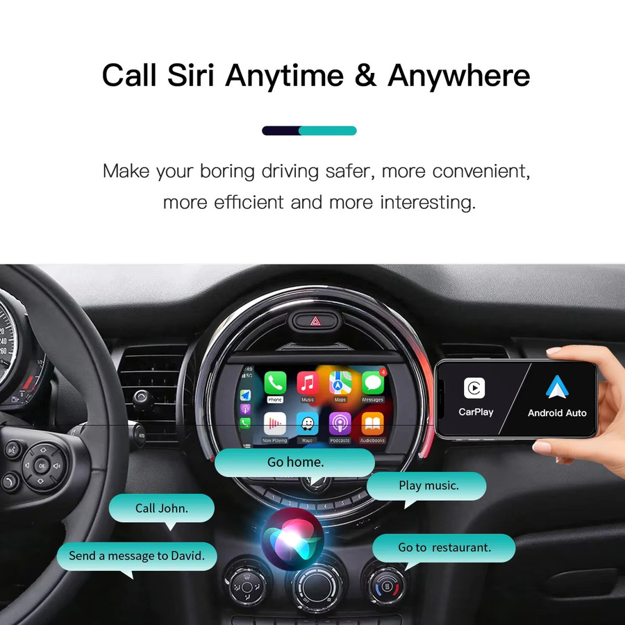 AUTOABC Kabelloses CarPlay und Android Auto Interface für Mini R55 R56 R57 R58 R59 R60 R61 F54 F55 Clubman Countryman Hardtop John Cooper F56 F57 in Schwarz - Bild 3