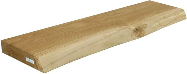 DELUKE Wandregal KYLO aus Massivholz Eiche mit Baumkante, schwebendes Bücherregal, Farbe: Eiche Braun, B/T/H: 80 x 22 x 4 cm - Bild 1