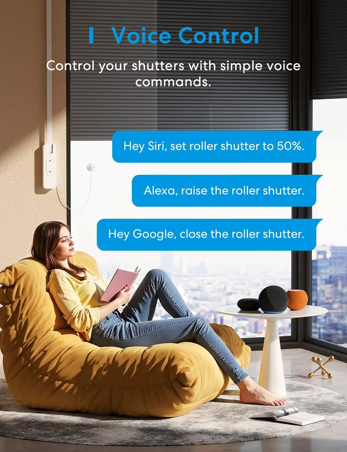 Meross Smart Home Rollomotor MRS200 in Weiß mit Timer und Sprachsteuerung, kompatibel mit Apple HomeKit und Google Home, für die elektrische Unterflurmontage - Bild 4