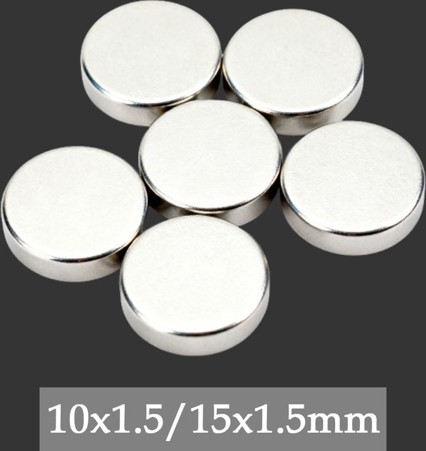 U-POLEMAG Mini-Rundmagnete in Silber, 10 Stück, Durchmesser: 10 mm, Höhe: 1,5 mm - Bild 1