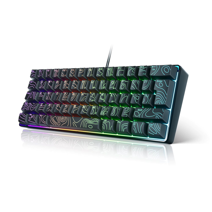 Kompakte 60% Kabelgebundene RGB Tastatur mit Membrantasten in Schwarz für Windows-Tablets, Laptops und Gamer - Bild 2