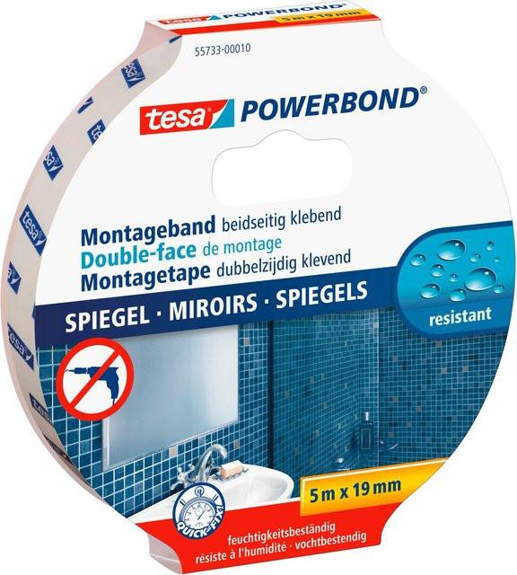 tesa Powerbond Montageband Mirror weiß, Breite: 19 mm, Länge: 5 m - Bild 1