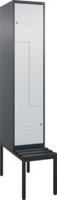 C+P Z-Spind Classic PLUS Sitzbank mit 2 Fächern und Zylinderschloss, Kunststoff-Sitzfläche, B/T/H: 212,0 x 40,0 x 81,5 cm - Bild 1