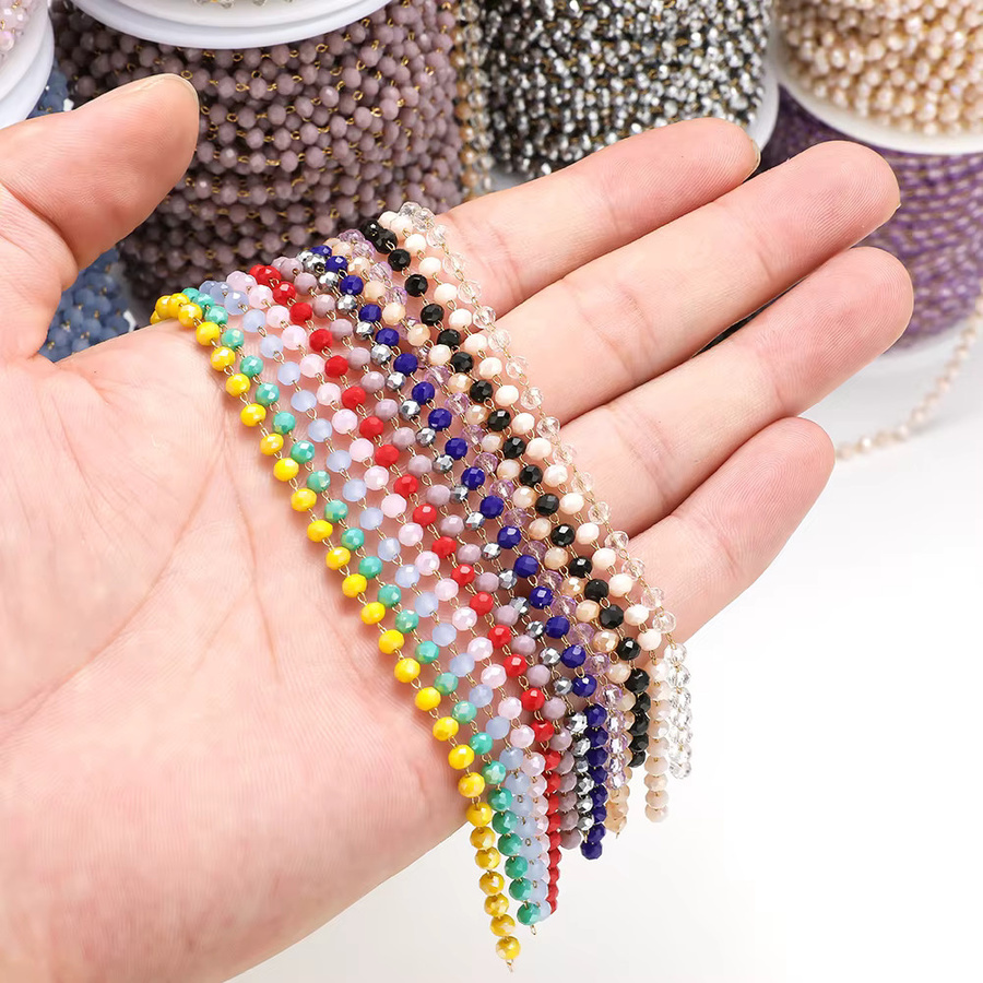 Yovtor Edelstahl-Kette, bunte Kristallperlen, 1 Meter, Unisex - Bild 3