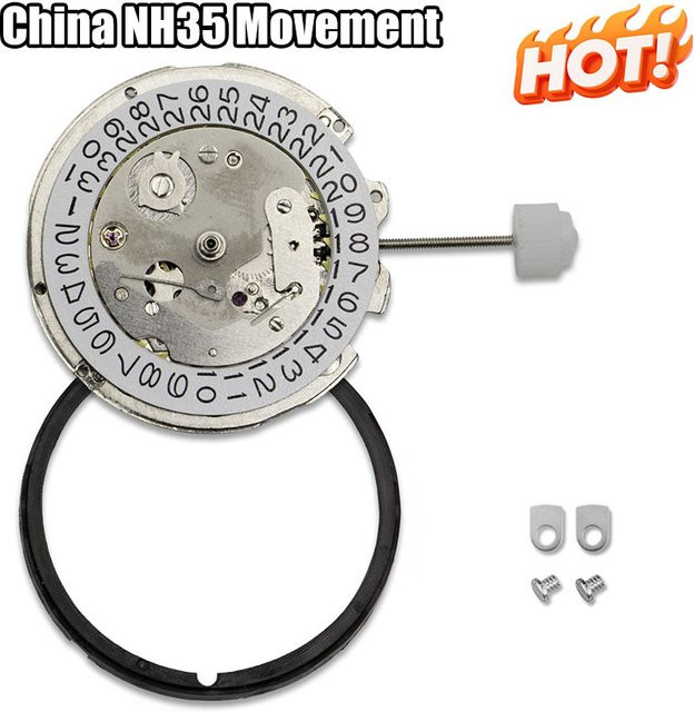 CAOWTAN Automatisches mechanisches NH35A-Uhrwerk, Silber, Datum, Rubin - Bild 1