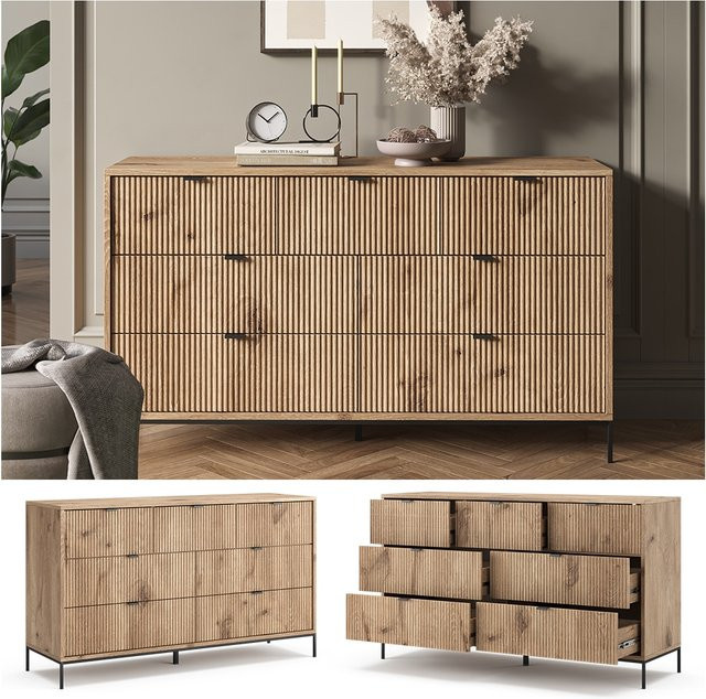 Vicco Sideboard Eliza in Viking Oak mit 7 Schubladen, Breite: 140 cm, Höhe: 81 cm - Bild 1