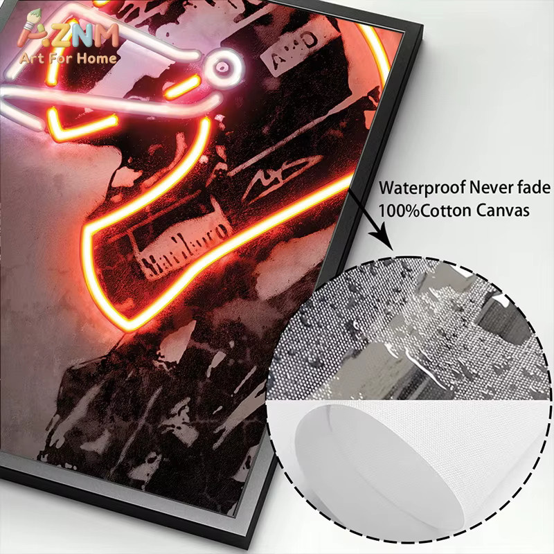 Modernes Neon-Druck Poster Hamilton Rennwagen Helm als Leinwandbild für deine Wanddekoration in Multicolour - Bild 4