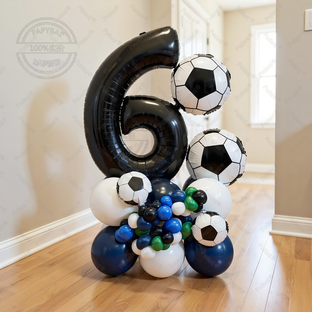 Fußballballons-Set, 59-teiliges Set, Schwarz, 32 Zoll, 1–9 Zahlen, Fußball-Folienballon - Bild 1