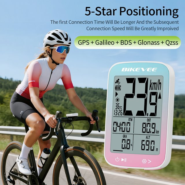 Bikevee GPS Fahrradcomputer wasserdicht mit Kilometerzähler und Stoppuhr für dein Radfahren - Bild 1