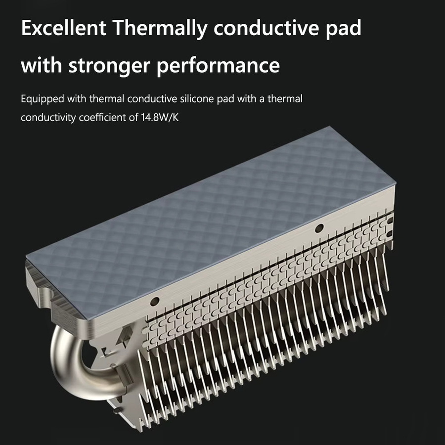 Coolleo HR-09 M.2 NVMe SSD Kühlkörper mit Heatpipe und Reflow-Schweißen, Farbe: Silber - Bild 2