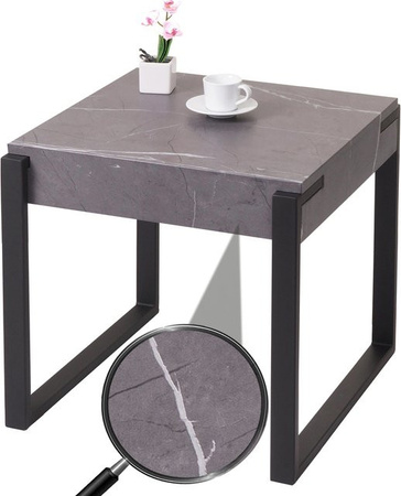 MCW Beistelltisch L53 in Marmor-Optik Grau aus Metall, B/T/H: 50 x 51 x 54 cm