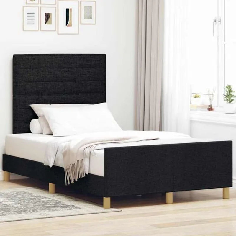 Modernes Polsterbett mit Kopfteil von vidaXL in Schwarz, Stoff, B/T: 120 x 190 cm - Bild 1