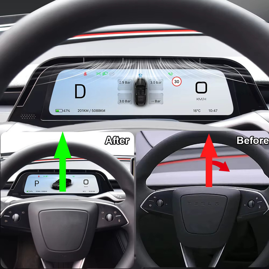 Onlysay Head-Up-Display mit Touchscreen und kabellosem CarPlay für Tesla Model 3 Highland und Model Y Juniper, Schwarz - Bild 5