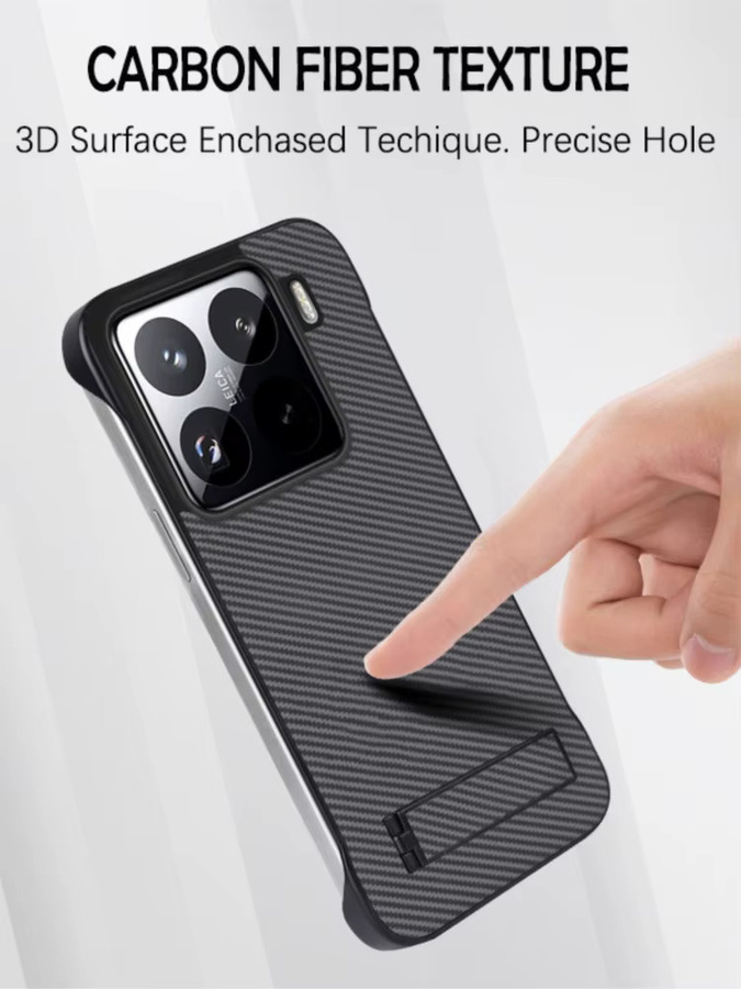 Hartes PC-Handyhülle mit Kohlefasermuster für Xiaomi 15 Pro, Poco F7 Pro und F7 Ultra in Schwarz, rahmenlose Schutzhülle - Bild 4
