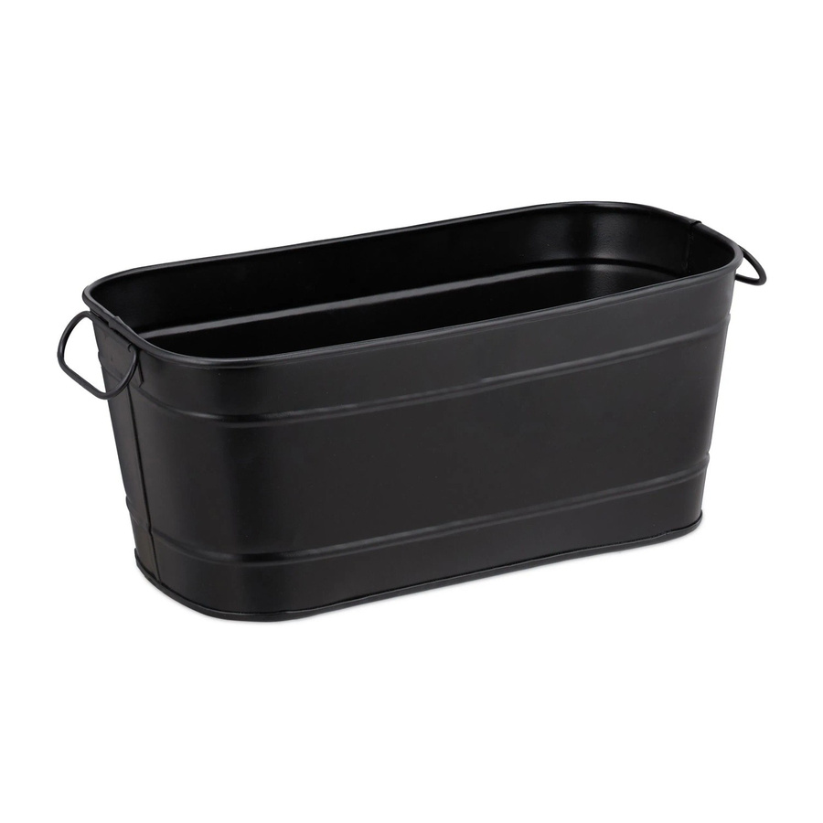 Relaxdays Blumenkasten aus Metall in Schwarz mit 2 Griffen, B/T/H: 38 x 16 x 19 cm - Bild 2
