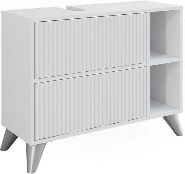 Vicco Waschbeckenunterschrank Leano Weiß Matt mit Schubladen und Türen für dein Badezimmer B/T: 80 x 62 cm - Bild 1
