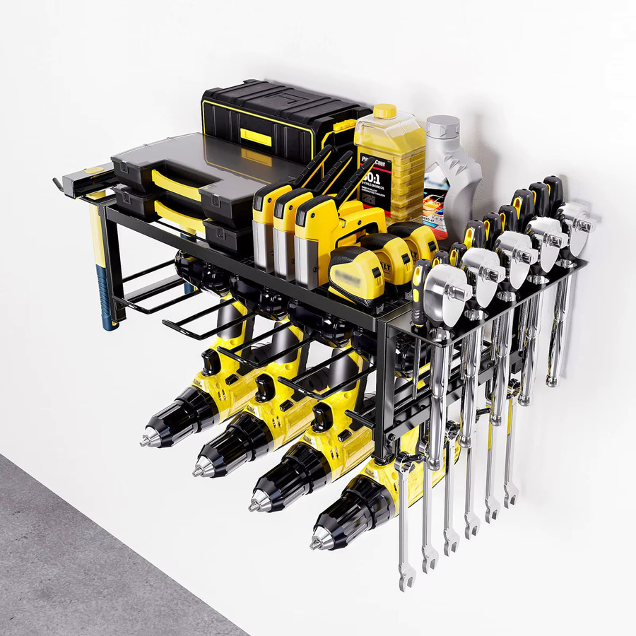 HiMISS Handwerkzeug-Organizer in Schwarz, wandmontierter Werkzeugschrank und Bohrmaschinenhalter für Werkstatt und Garage - Bild 3