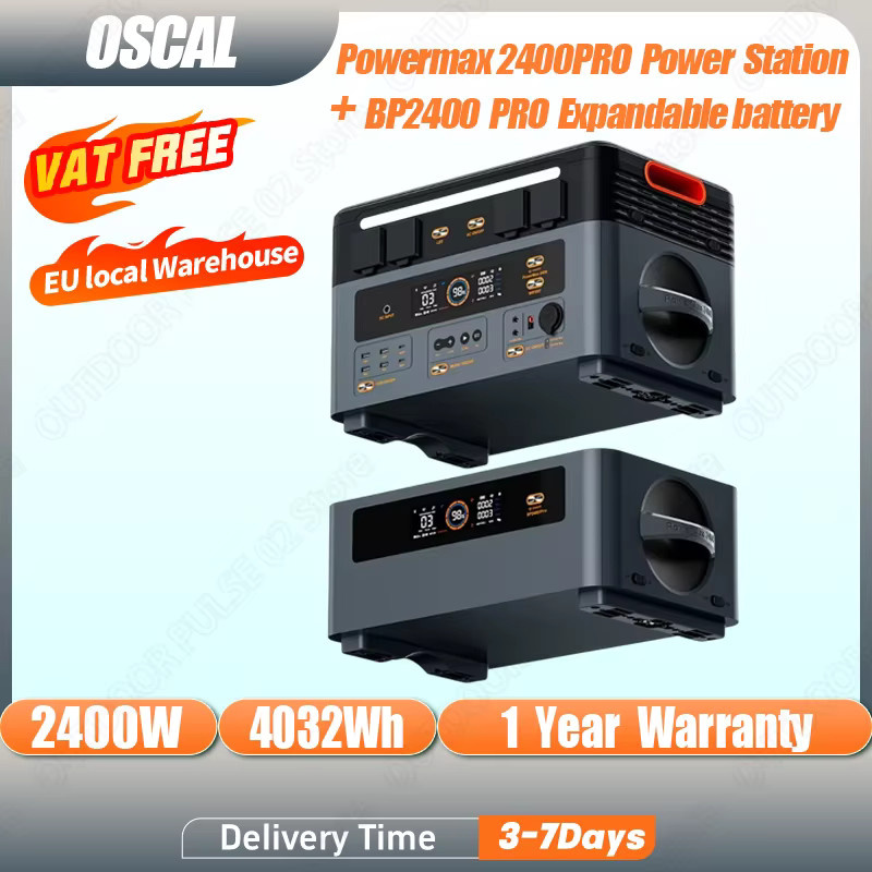 OSCAL PowerMax 2400pro Tragbare Powerstation mit 2400W und 2016Wh LiFePO4-Batterie für Outdoor-Camping und Notfälle - Bild 2