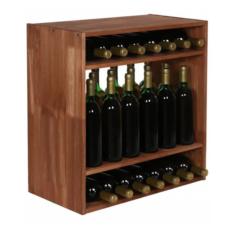 PROREGAL Modulares Weinregal Vincellar aus massivem Kiefernholz, Braun geölt, Platz für 32 Flaschen, H x B x T: 60 x 60 x 30 cm - Bild 2