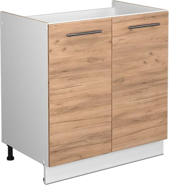 Vicco Spülenunterschrank Fame-Line Küchenschrank in Weiß und Eiche mit Softclose-Scharnieren, Breite: 80 cm, Höhe: 82 cm, Tiefe: 51,6 cm - Bild 2