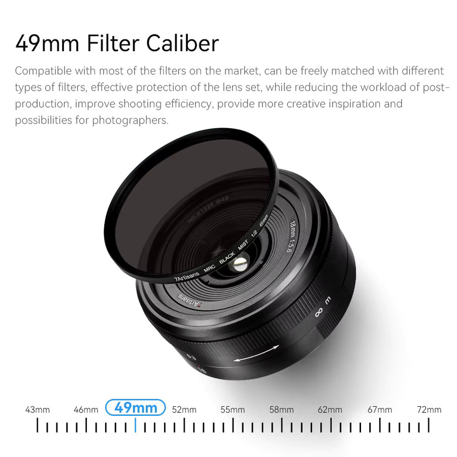 7artisans 18mm F5.6 Vollbild Cookie Festfokus Weitwinkel Objektiv für Sony E, Leica L, Panasonic Lumix S, Canon RF und Nikon Z, Schwarz - Bild 5