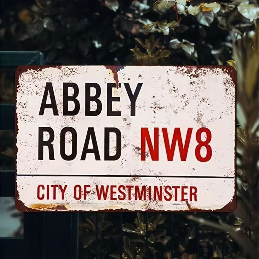 Potdemiel Vintage Abbey Road NW8 Metallschild aus Weißblech, Wandkunst für Bar und Café, Breite: 30,5 cm, Höhe: 40,6 cm - Bild 2