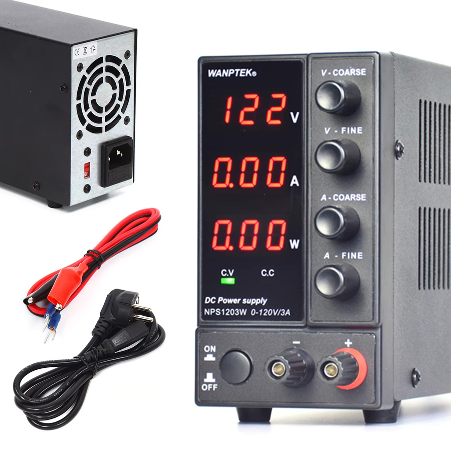 Bymaocar Labor-Stromversorgung Schwarz, Einstellbares DC-Labornetzteil mit Digitalanzeige, 360 W, 0-120 V, 3 A - Bild 2