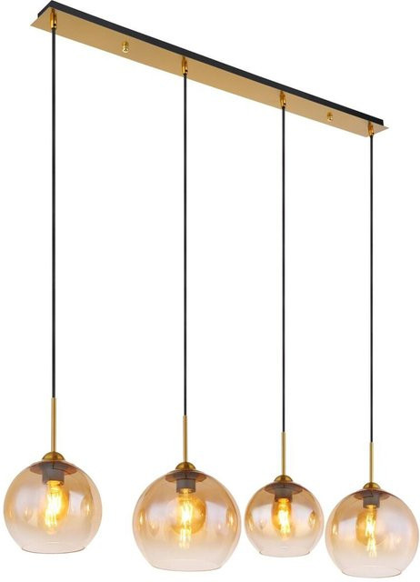 Globo Pendelleuchte Jamessa 4-flammig Messing Glas Klar B/H/T: 25 x 120 x 120 cm E27 - Bild 1