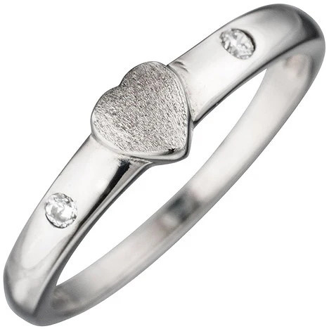 Colkid Kinder Ring, 925 Silber, Herz, Zirkonia, Größe 46 - Bild 1