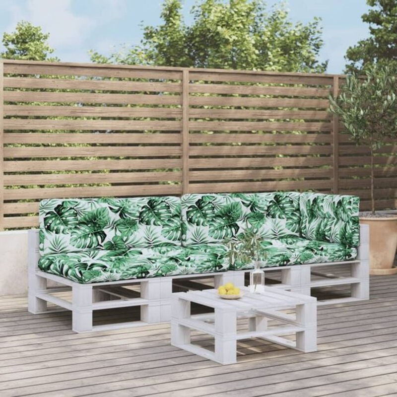 Vidaxl Palettenkissen Set 5-teilig aus Polyester mit buntem Blumenmuster in Grün, rechteckig - Bild 1