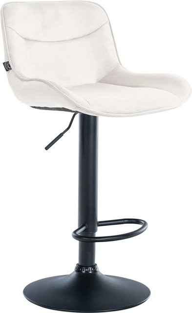 DELUKE Barhocker RAGAD höhenverstellbarer Barstuhl aus Samt mit Lehne und 360 Grad Drehbarkeit, Farbe Creme/Schwarz, B/T/H: 49 x 51 x 85 cm - Bild 1