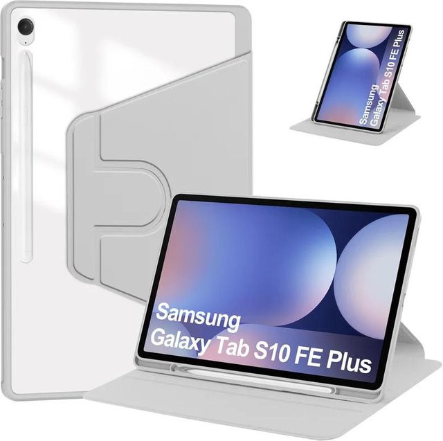 360 Grad Drehhülle für Samsung Galaxy Tab S10 FE Plus 13,1 Zoll mit Stifthalter in Weiß - Bild 1