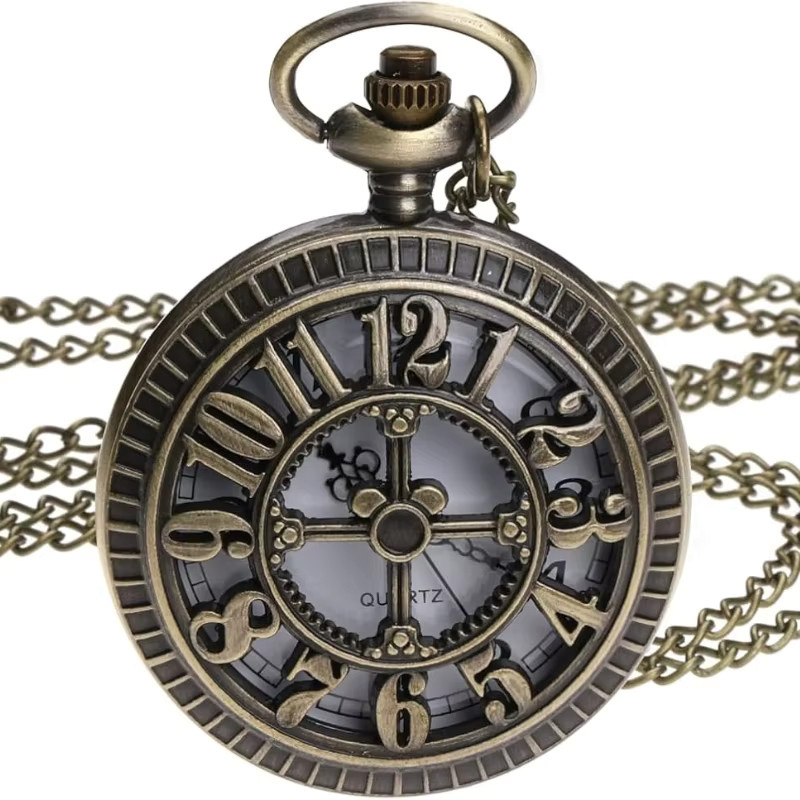 JBAILI Taschenuhr Halskette, Quarz, Messing, Bronze, Unisex - Bild 2