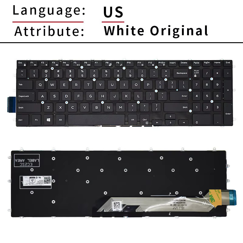 Dell Tastatur für G3 3500 3590 3572 3779 3579 3578 G5 5500 5590 5583 5587 G7 7790 7580 7590 7577 P72F P71F in Schwarz oder Weiß (Layout: QWERTY US) - Bild 2