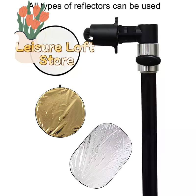 Reflektorhalter aus Aluminium in Schwarz: 360 Grad drehbarer Clip für Fotostudio-Hintergründe, Stative und Lichtstative - Bild 4