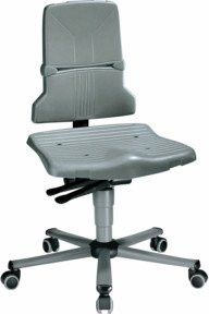 bimos Arbeitsdrehstuhl Sintec in Grau mit Kunststoff-Sitz und Rückenlehne, Gewichtsregulierung und Rollen - Bild 1